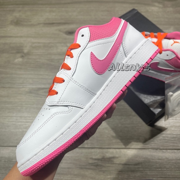 Air Jordan 1 Low Pink Orange White GS - Picture 3 of 9
